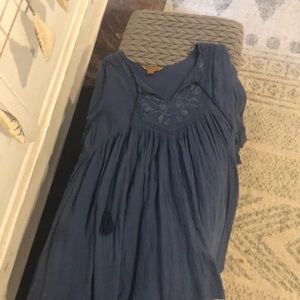 Blue boho county dress/shirt.. April Cornell